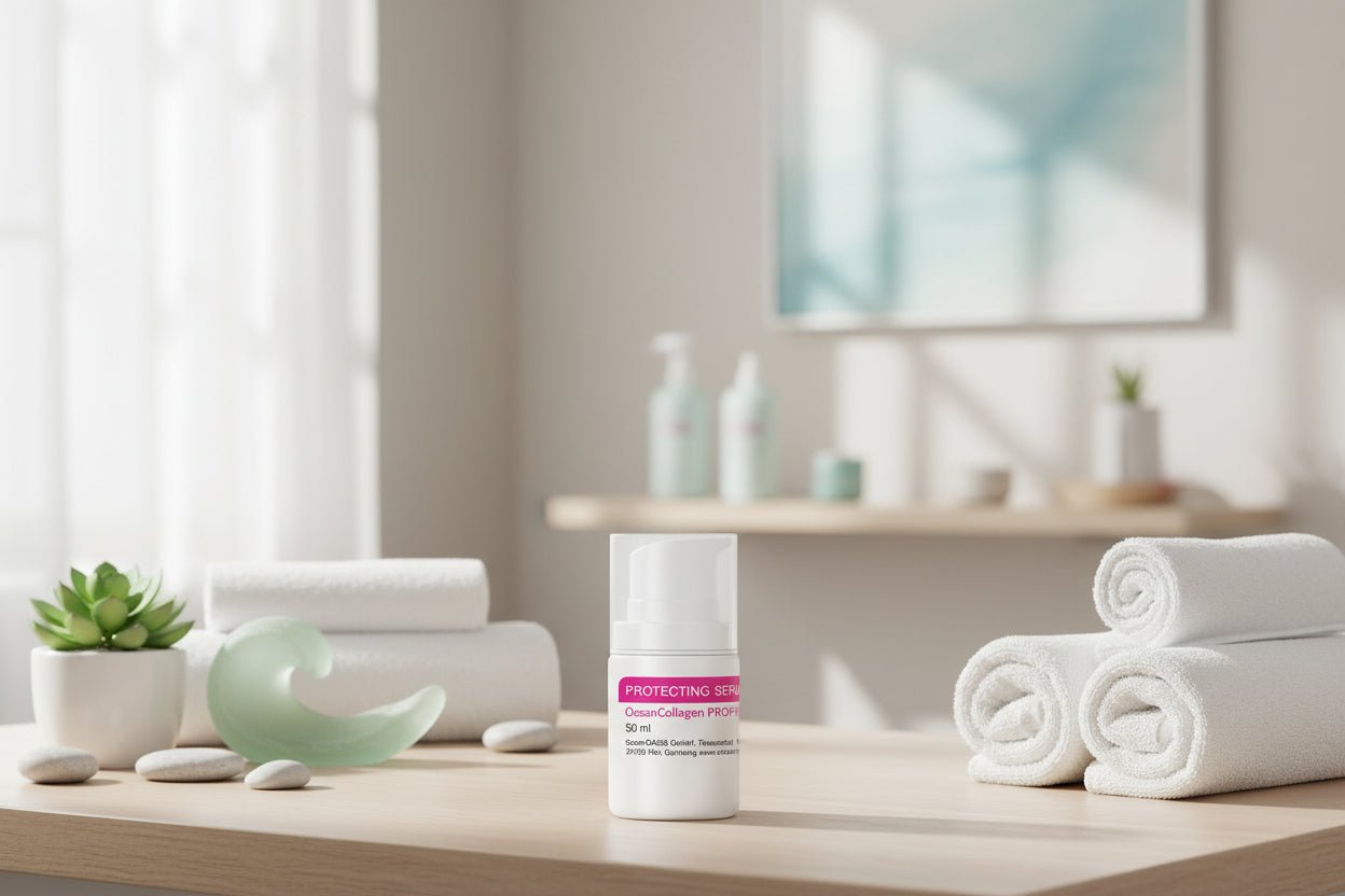 Die Pﬂegeserie, die deiner Haut zurückgibt, was ihr die Zeit genommen hat!  OceanCollagen ProAge Line ist die erste Naturkosmetik mit ozeanischem Kollagen – hochrein, hochqualitativ, hochwirksam.