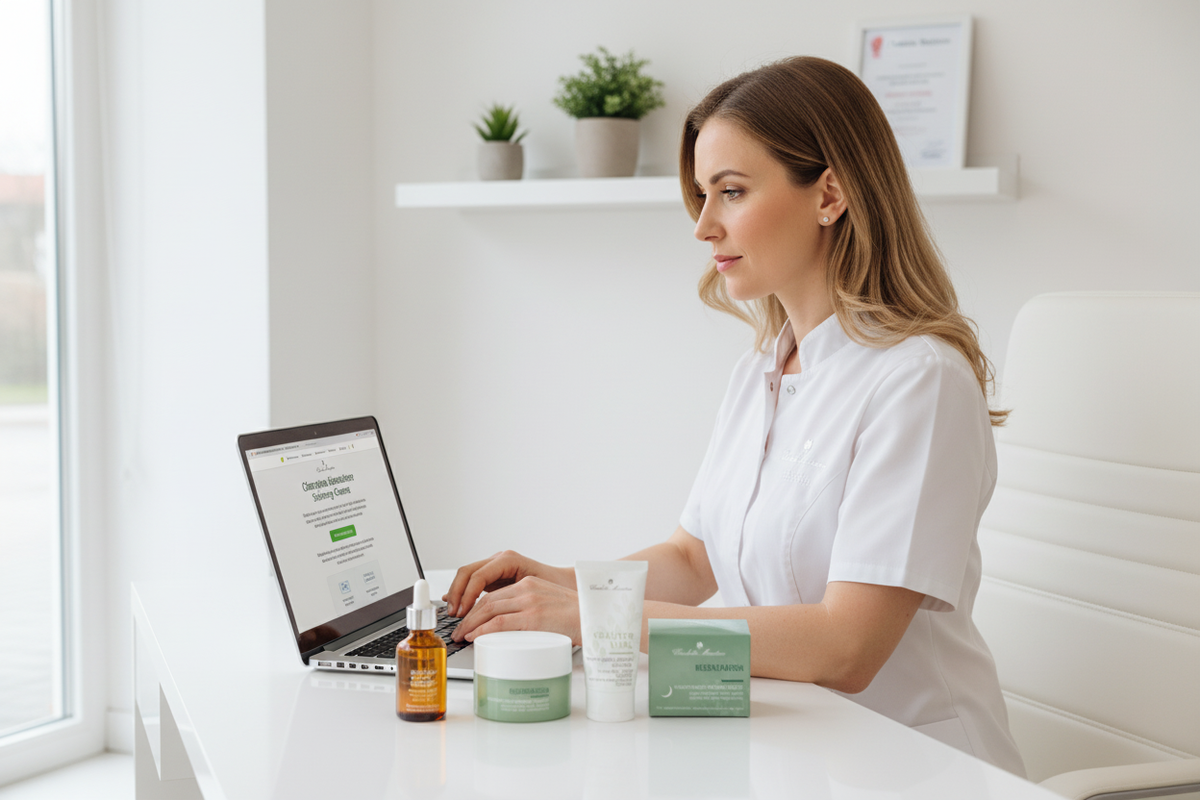 Kosmetikerin mit originalen Charlotte Meentzen Produkten