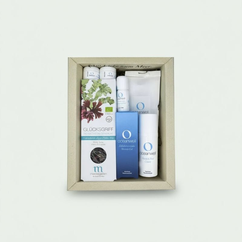 OCEANWELL Kosmetik - Set "KIEL - HIGHLIGHTS" | Meeresalgen für Hautpflege & kreative Küche - BeautyVeda | Oceanwell KombiBox "KIEL - HIGHLIGHTS" | Hautpflege Set. After Shave, Basic, Creme